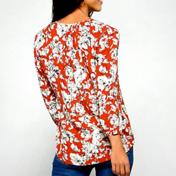 Fun 2 Fun Maley Pleated Detail Blouse - Rust and Cream - Picture 5 of 5